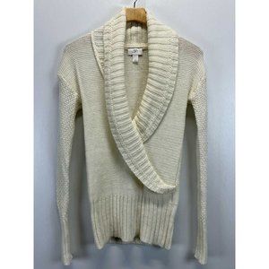 Ann Taylor LOFT Faux Wrap Alpaca Blend Sweater Sz S GUC Shawl Collar